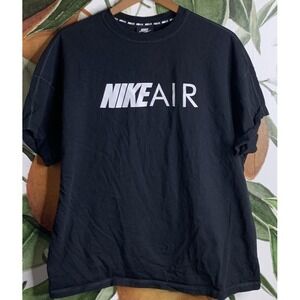 Nike Air Womens Medium Black Rolled Sleeves Tee Shirt Cotton